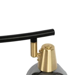 Art Deco plafondlamp goud met smoke glas 4-lichts - Vidro