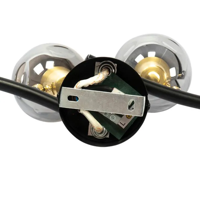 Art Deco plafondlamp goud met smoke glas 4-lichts - Vidro