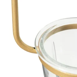 Art deco plafondlamp goud met wit glas - Isabella