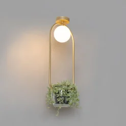 Art deco plafondlamp goud met wit glas - Isabella