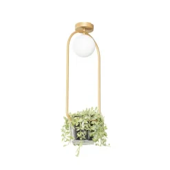 Art deco plafondlamp goud met wit glas - Isabella