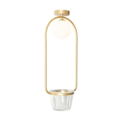 Art deco plafondlamp goud met wit glas - Isabella