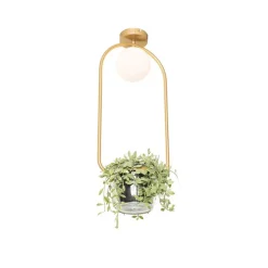 Art deco plafondlamp goud met wit glas - Isabella