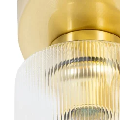 Art Deco plafondlamp goud met glas 3-lichts - Laura