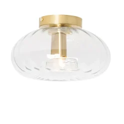 Art Deco plafondlamp goud met glas - Ayesha