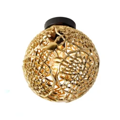 Art deco plafondlamp goud met zwart - Maro