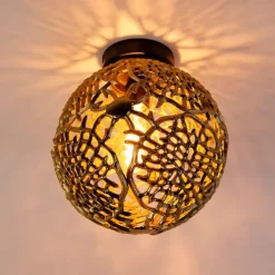 Art deco plafondlamp goud met zwart - Maro