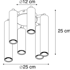 Art deco plafondlamp goud 6-lichts -Tubi