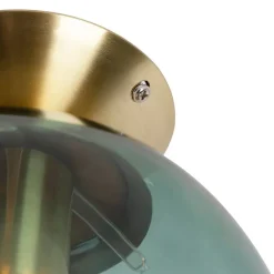 Art deco plafondlamp messing met groen glas - Pallon