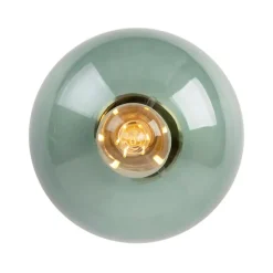 Art deco plafondlamp messing met groen glas - Pallon