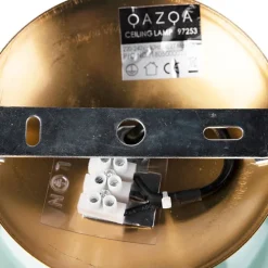 Art deco plafondlamp messing met groen glas - Pallon