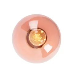 Art deco plafondlamp messing met roze glas - Pallon