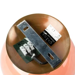 Art deco plafondlamp messing met roze glas - Pallon