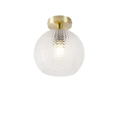 Art Deco plafondlamp messing met helder glas - Sphere