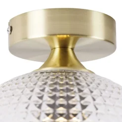 Art Deco plafondlamp messing met helder glas - Sphere