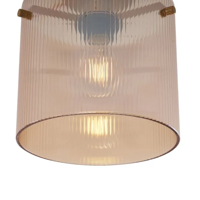 Art Deco plafondlamp messing met amber glas - Laura