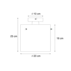 Art Deco plafondlamp messing met amber glas - Laura