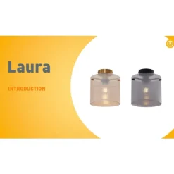 Art Deco plafondlamp messing met amber glas - Laura