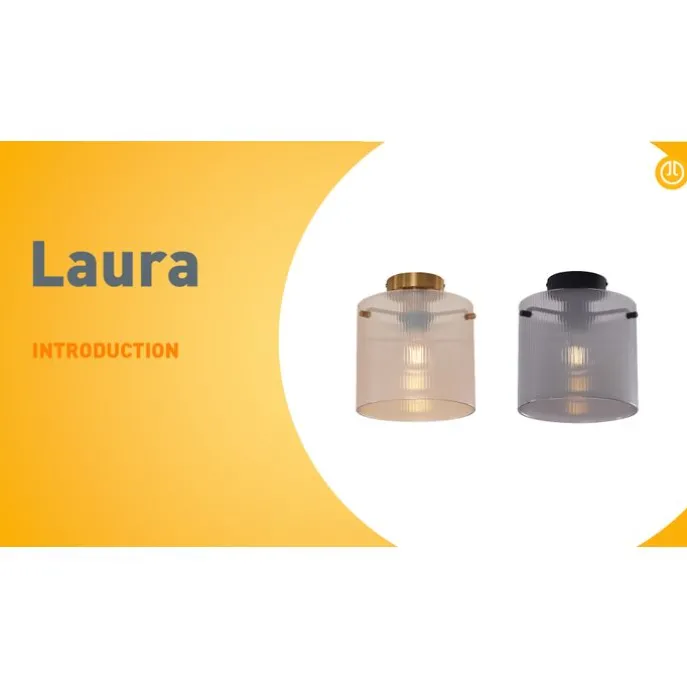 Art Deco plafondlamp messing met amber glas - Laura