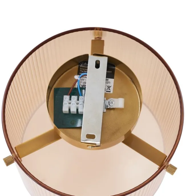 Art Deco plafondlamp messing met amber glas - Laura