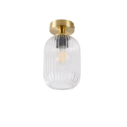 Art Deco plafondlamp messing met helder glas - Banci
