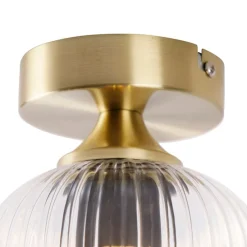 Art Deco plafondlamp messing met helder glas - Banci