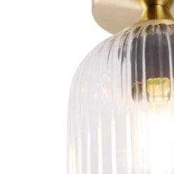 Art Deco plafondlamp messing met helder glas - Banci