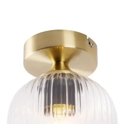 Art Deco plafondlamp messing met helder glas - Banci