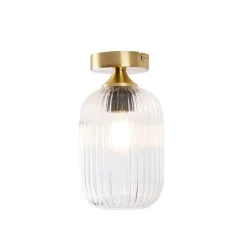 Art Deco plafondlamp messing met helder glas - Banci