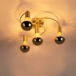 Art Deco plafondlamp messing 4-lichts - Facile