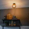 Art deco plafondlamp messing met smoke glas - Pallon