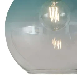 Art Deco plafondlamp messing met blauw glas - Sandra