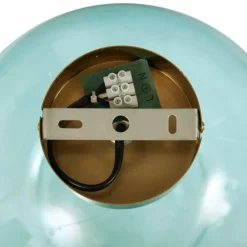 Art Deco plafondlamp messing met blauw glas - Sandra