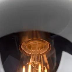 Art deco plafondlamp messing met zwart glas - Pallon