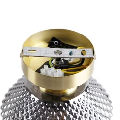 Art Deco plafondlamp messing met smoke glas - Karce