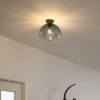 Art Deco plafondlamp messing met groen glas - Sandra