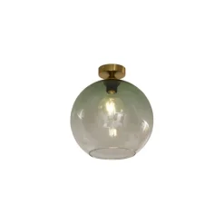 Art Deco plafondlamp messing met groen glas - Sandra