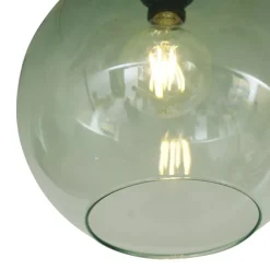 Art Deco plafondlamp messing met groen glas - Sandra