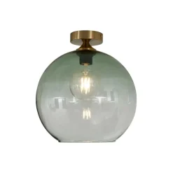 Art Deco plafondlamp messing met groen glas - Sandra
