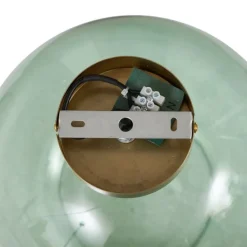 Art Deco plafondlamp messing met groen glas - Sandra