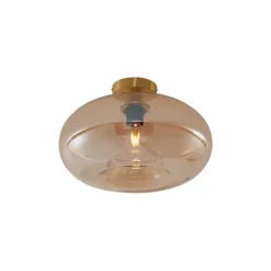 Art Deco plafondlamp messing met amber glas 40cm - Busa