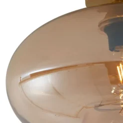 Art Deco plafondlamp messing met amber glas 40cm - Busa