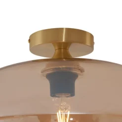 Art Deco plafondlamp messing met amber glas 40cm - Busa