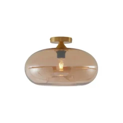 Art Deco plafondlamp messing met amber glas 40cm - Busa