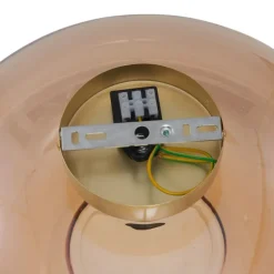 Art Deco plafondlamp messing met amber glas 40cm - Busa