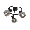 Art Deco plafondlamp zwart met smoke glas 3-lichts rond - Vidro