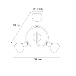 Art Deco plafondlamp zwart met smoke glas 3-lichts rond - Vidro