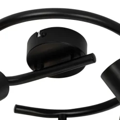 Art Deco plafondlamp zwart met smoke glas 3-lichts rond - Vidro