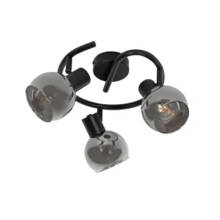 Art Deco plafondlamp zwart met smoke glas 3-lichts rond - Vidro