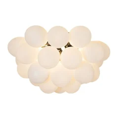 Art deco plafondlamp zwart met opaal glas 6-lichts - Uvas